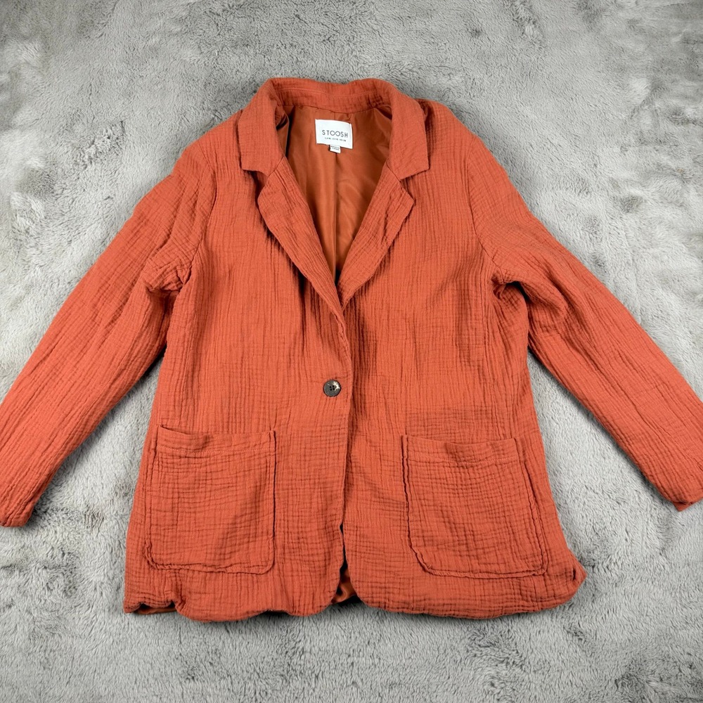 Stoosh Orange Cotton Gauze Blazer Jacket Pockets Casual Oversized‎ XL